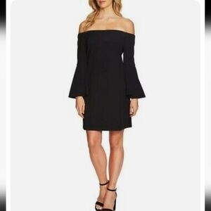 CeCe Black Off-Shoulder Bell Sleeved Dress